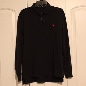Polo By Ralph Lauren Long Sleeve Black Polo Red Embroidered Logo Size Medium